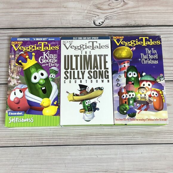 VeggieTales: 3 VHS Lot Toy Saved Christmas King George Ducky Ultimate Silly Song - Picture 12 of 12